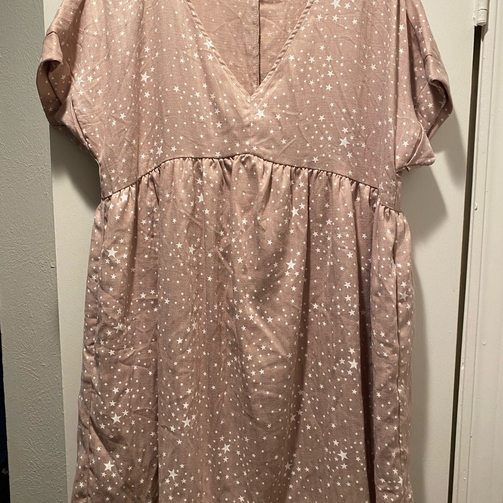 Entro Pink and White Stars Mini Dress Size L